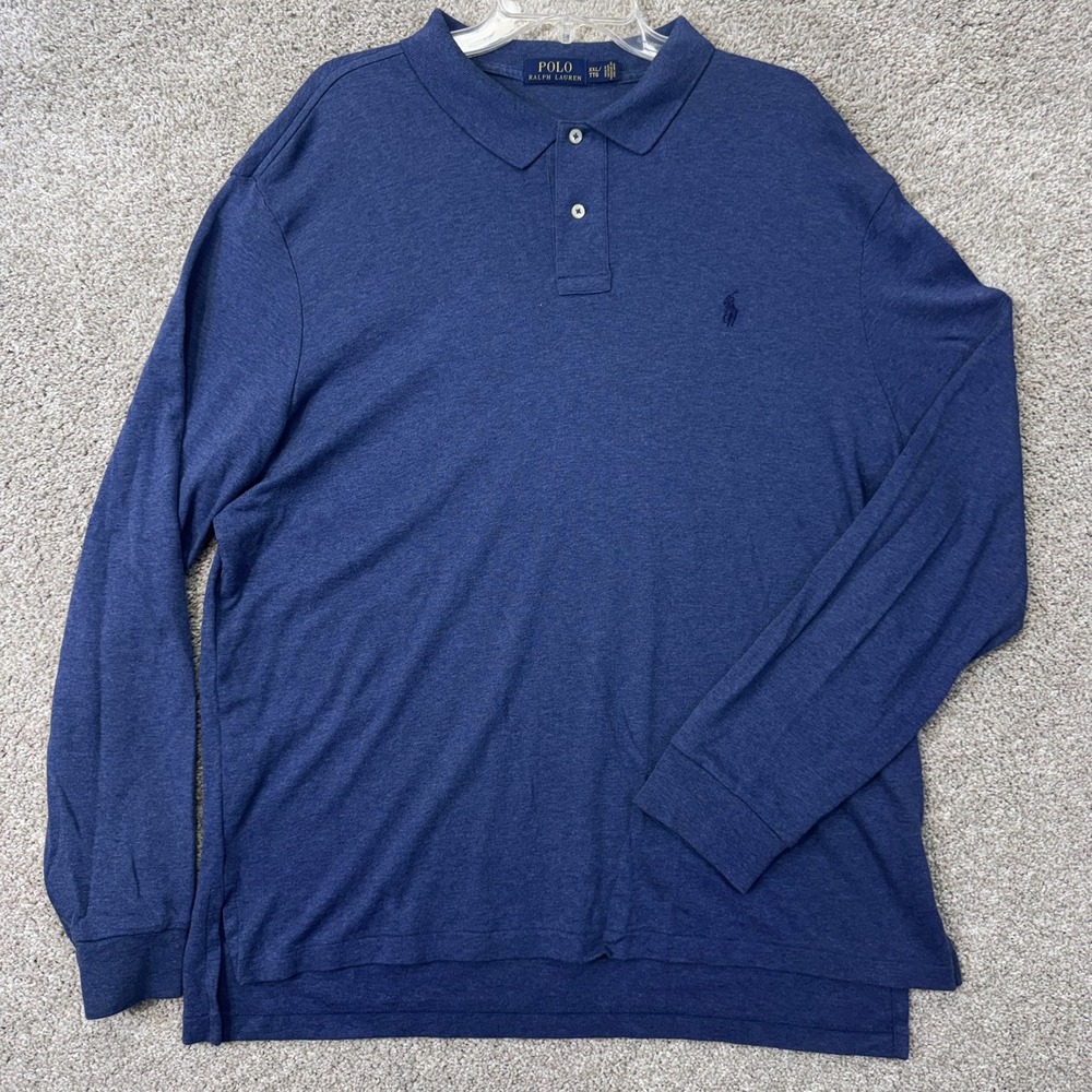 Polo Ralph Lauren Polo Shirt Mens XXL Navy Blue Long Sleeve Embroidered EUC